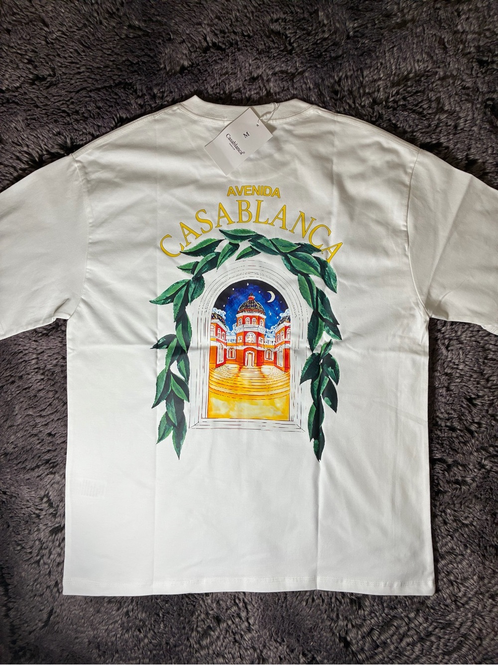 White Casablanca Graphic Tee with Colorful Back Print
